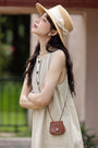 Beige Sleeveless Button-Down Midi Dress - Masion Chérie