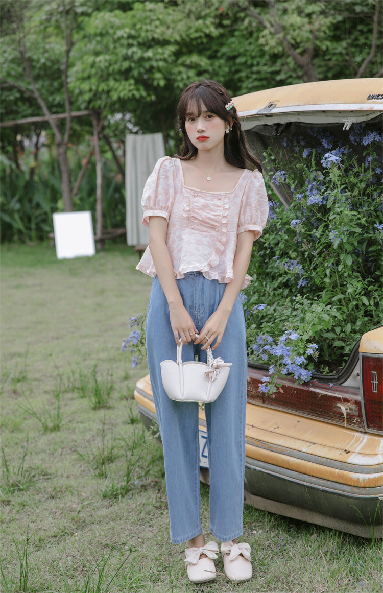 Vintage High-Waisted Loose Denim Pants - Masion Chérie