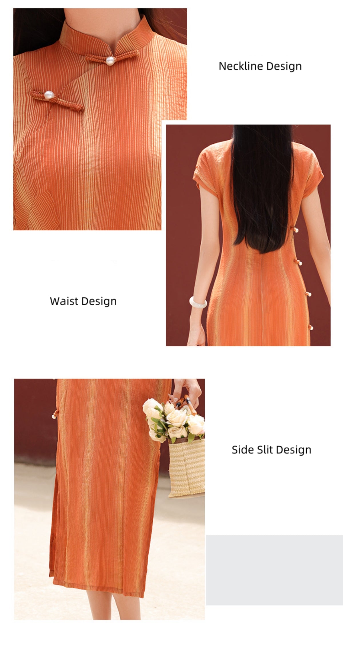 Amber Sunset Tencel Cheongsam Dress