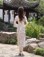 Blush Blue Jacquard Floral Cheongsam Dress