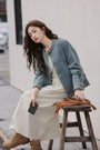 Vintage-Inspired Denim Button-Front Jacket