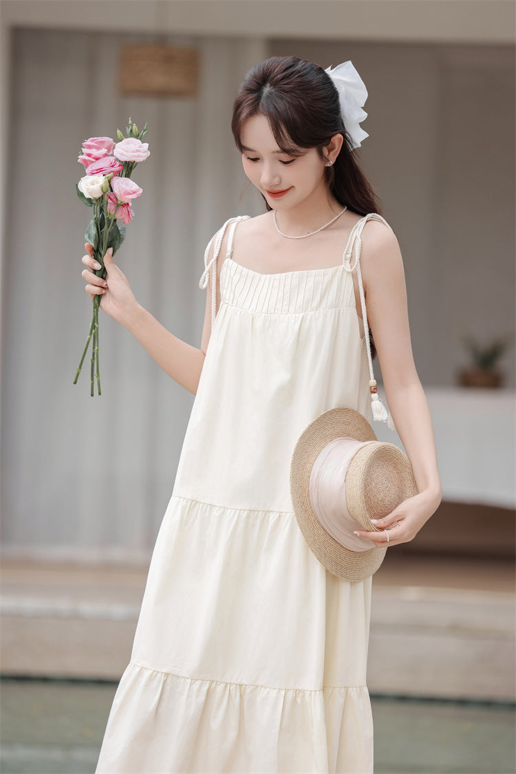 Tassel-Trimmed Tiered Spaghetti Strap Sundress - Masion Chérie