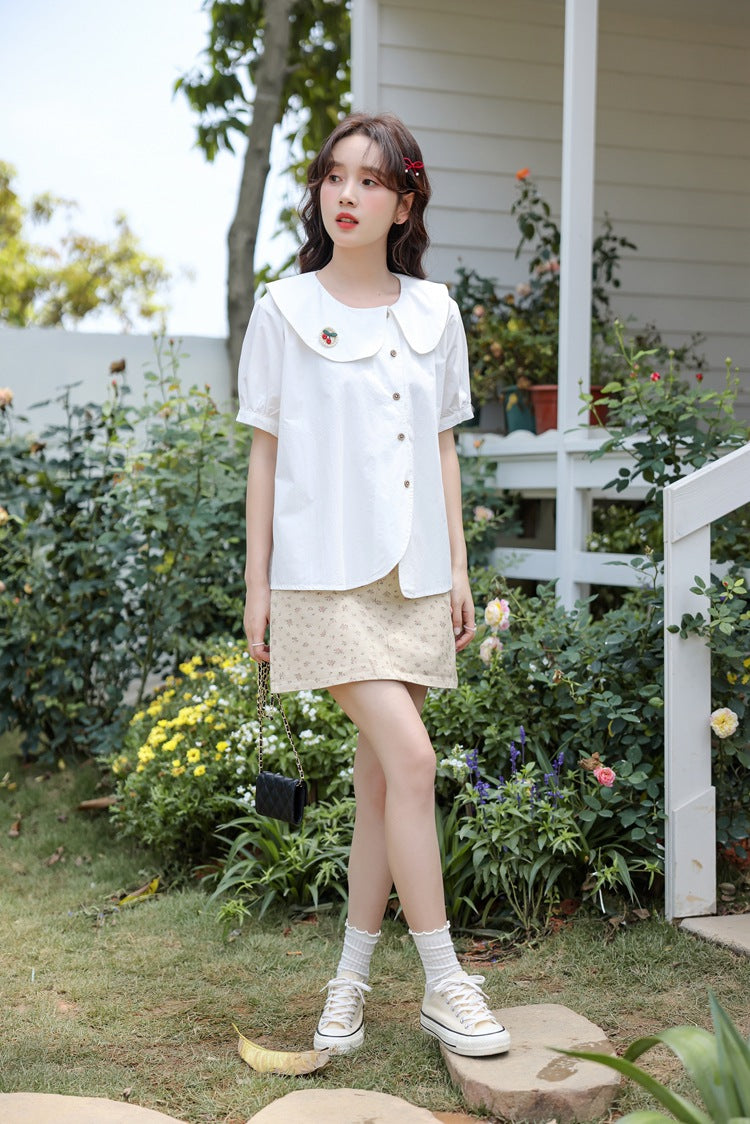 Adorable Peter Pan Collar Button-Down Blouse - Masion Chérie