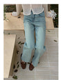 Vintage Washed High-Waisted Straight-Cut Jeans - Masion Chérie