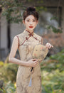 Vintage Ink Wash Tencel Linen Sleeveless Cheongsam Dress