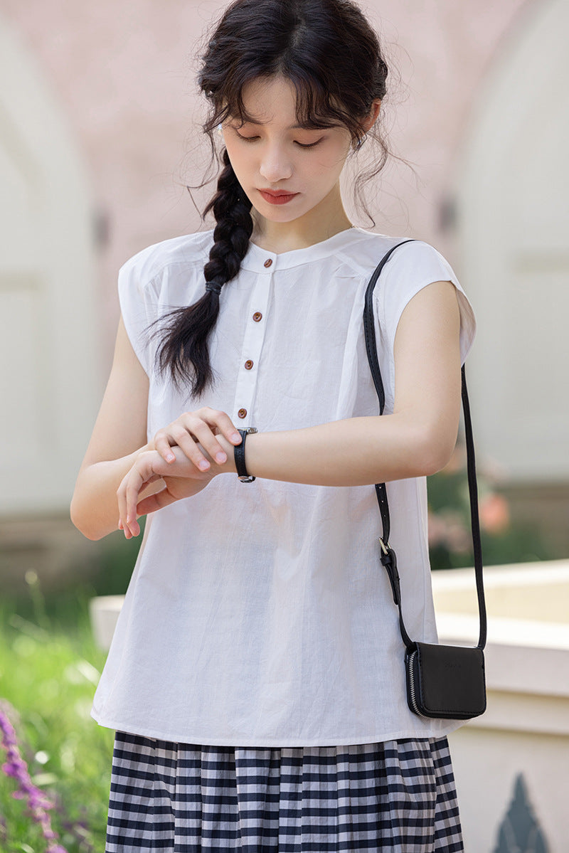 Chic Button-Down Sleeveless Blouse - Masion Chérie