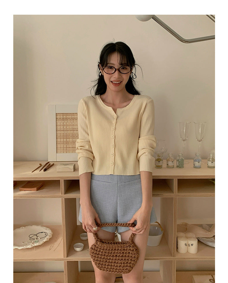 Macaron-Coloured V-neck Long Sleeve Knit Sweater - Masion Chérie