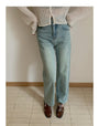 Vintage Washed High-Waisted Straight-Cut Jeans - Masion Chérie