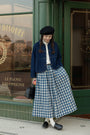 Vintage Blue Gingham Maxi Skirt