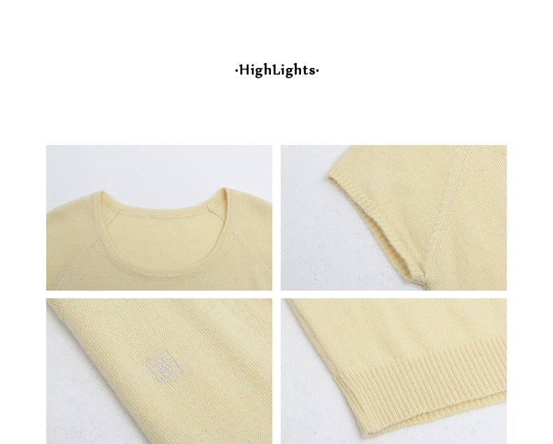 Round Neck Embroidered Wool Knit Sweater Top - Masion Chérie