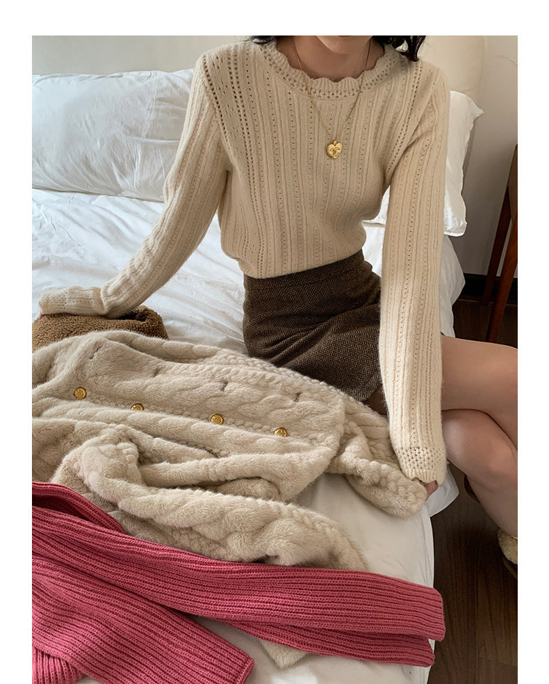 Vintage Knit Sweater Women Winter Inner Top - Masion Chérie