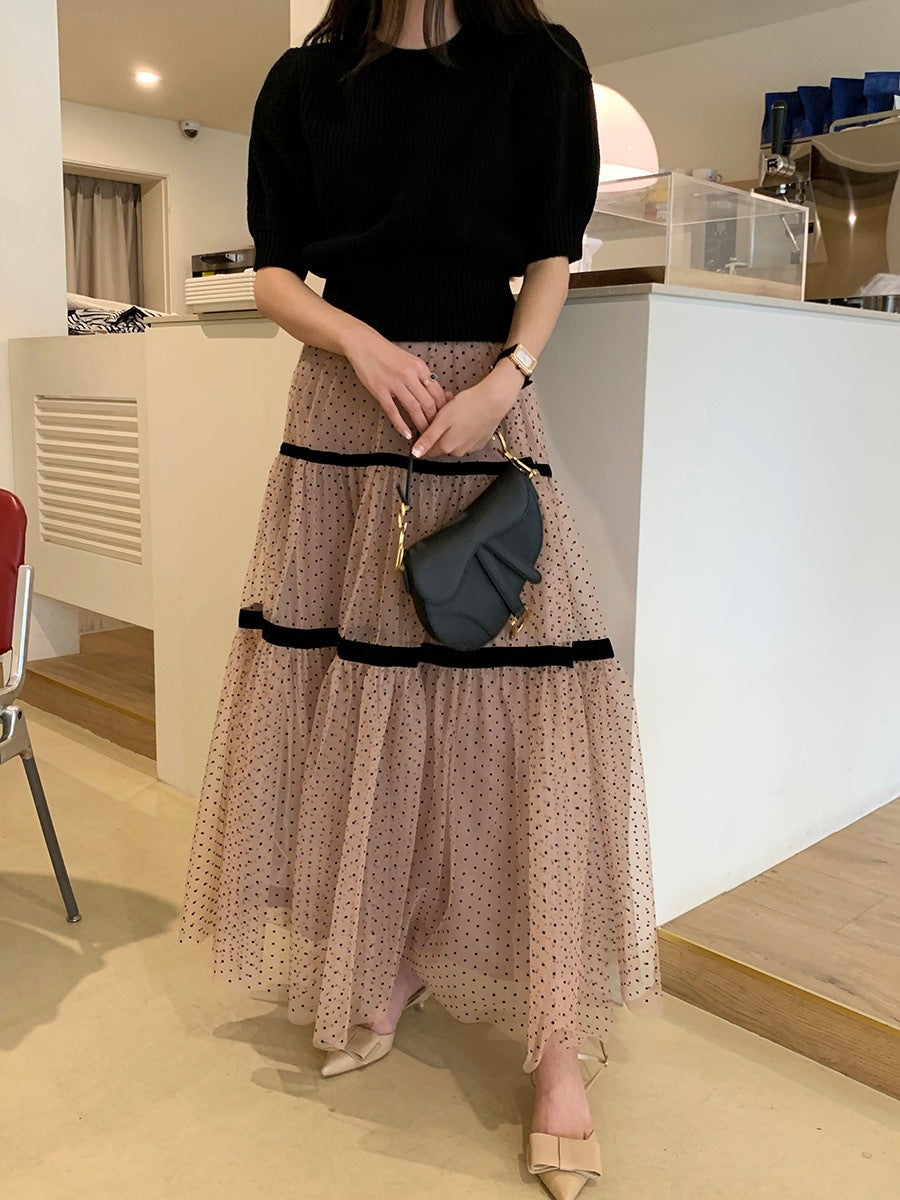 Korean Chic High-Waist Polka Dot Skirts - Masion Chérie