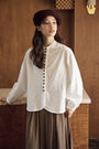 White Long Sleeve Button-Down Blouse - Masion Chérie