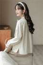 Elegant Ruffled Collar Ribbon-Tie Loose Fit Blouse