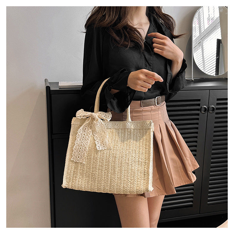 Large Capacity Straw Bag Shoulder Tote Bag - Masion Chérie