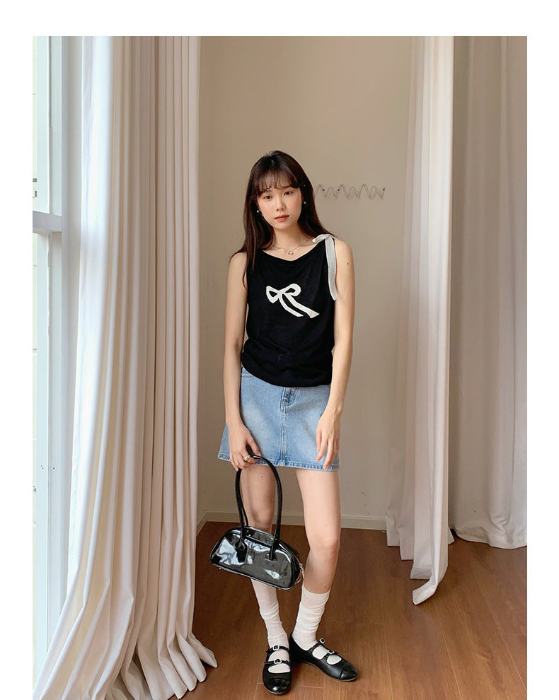 Korean-Style Knitted Tank Top Sleeveless Top - Masion Chérie