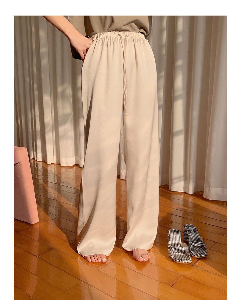 Straight-Leg Full-Length Pants in Satin - Masion Chérie