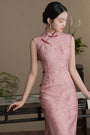 Rose Pink Silk-Blend Tencel Cheongsam Dress