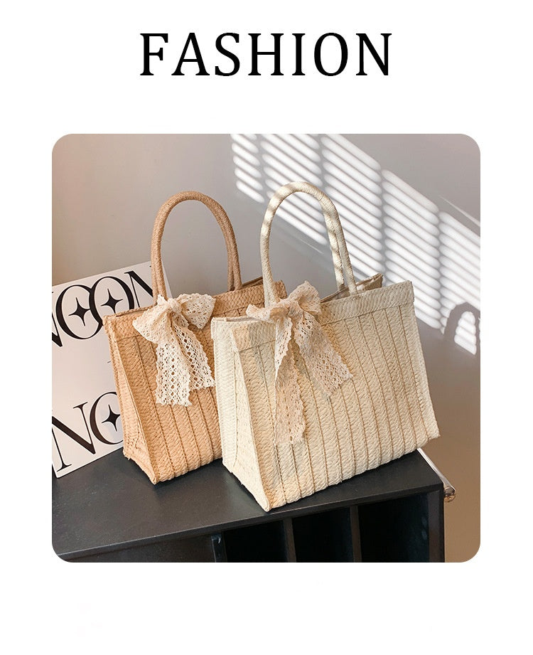 Large Capacity Straw Bag Shoulder Tote Bag - Masion Chérie