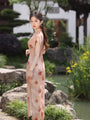 Elegant Floral Print Mandarin Collar Cheongsam Dress - Masion Chérie