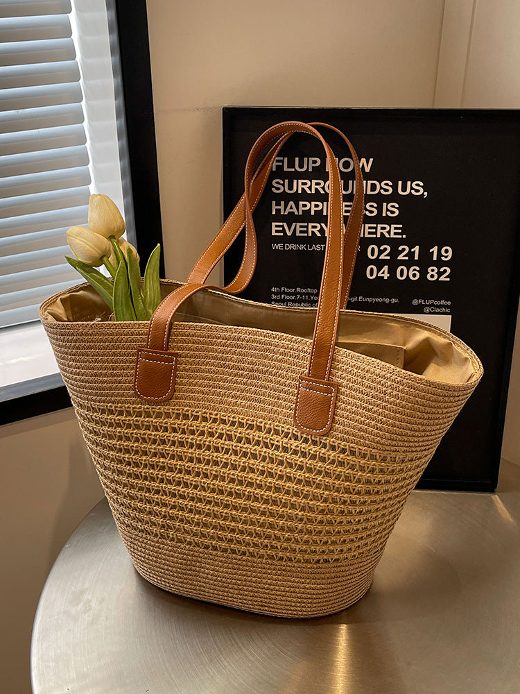 Large Capacity Straw Woven Tote Bag - Masion Chérie