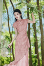 Modified Cheongsam Short-Sleeve Long Dress - Masion Chérie