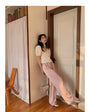 Straight-Leg Full-Length Pants in Satin - Masion Chérie