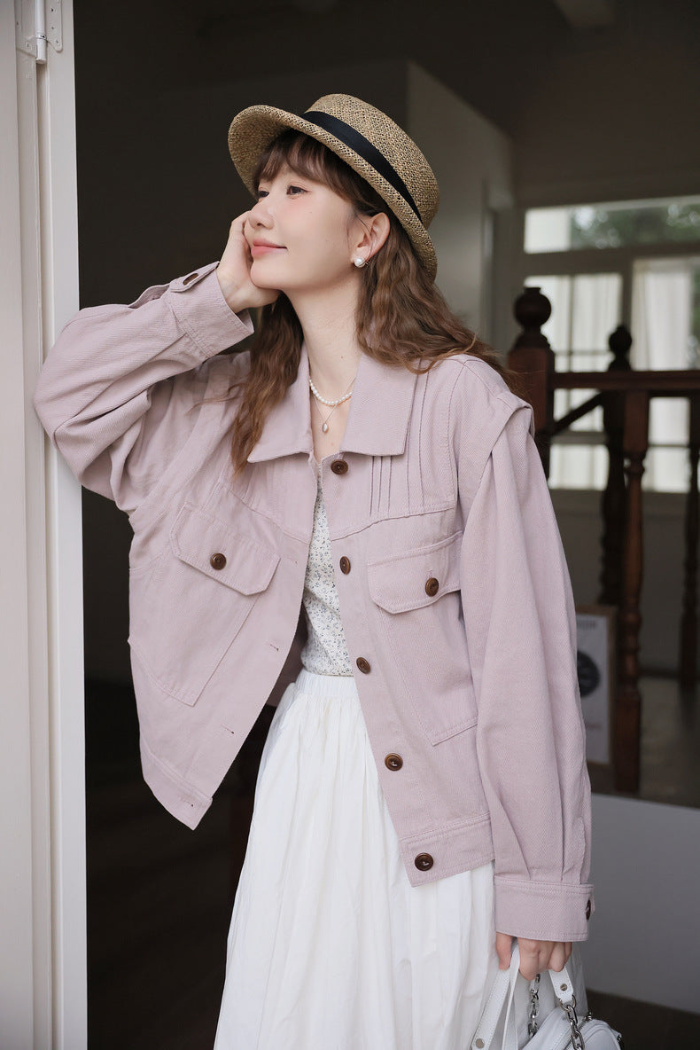 Versatile Mauve Button-Down Jacket