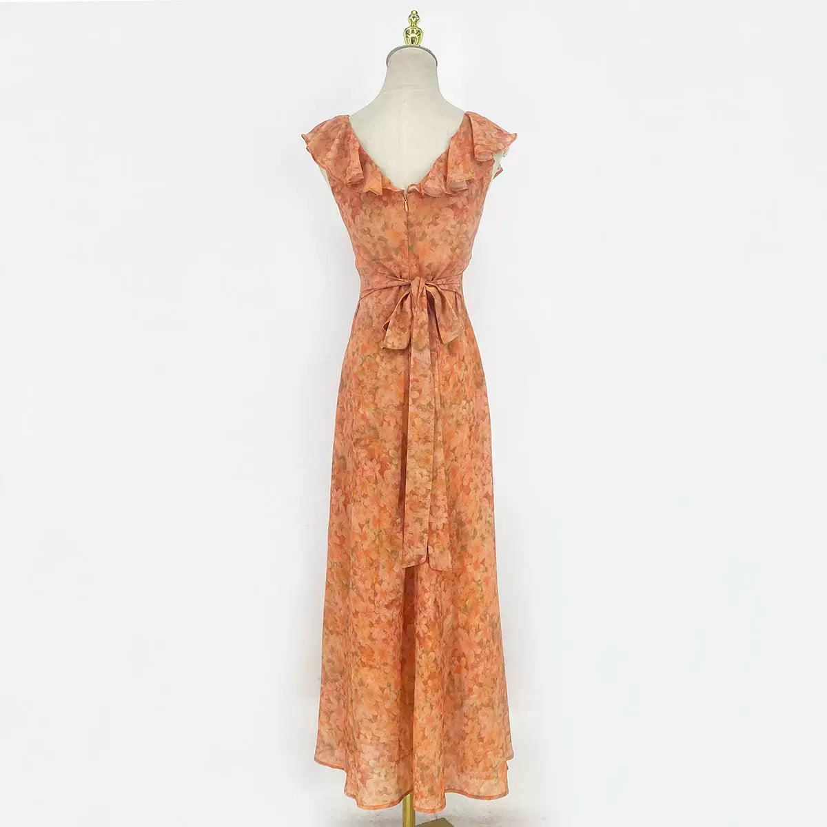 Sunset Bloom Ruffled Floral Maxi Dress - Masion Chérie