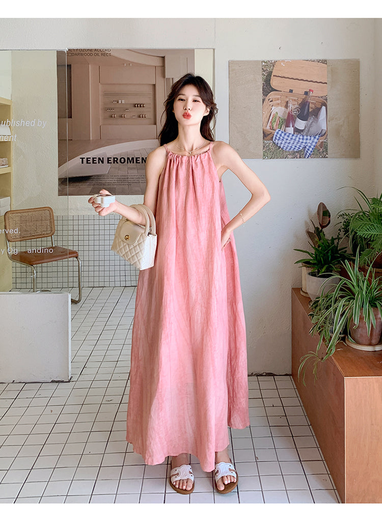 Blush Pink Summer Halter Maxi Dress - Masion Chérie