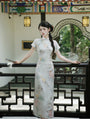 Graceful Floral Print Ivory Modified Cheongsam Maxi Dress