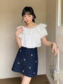 Vintage Ruffle Off-Shoulder Top Short Sleeves - Masion Chérie