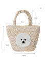 Cute Panda Beige Versatile Everyday Straw Tote Bag - Masion Chérie