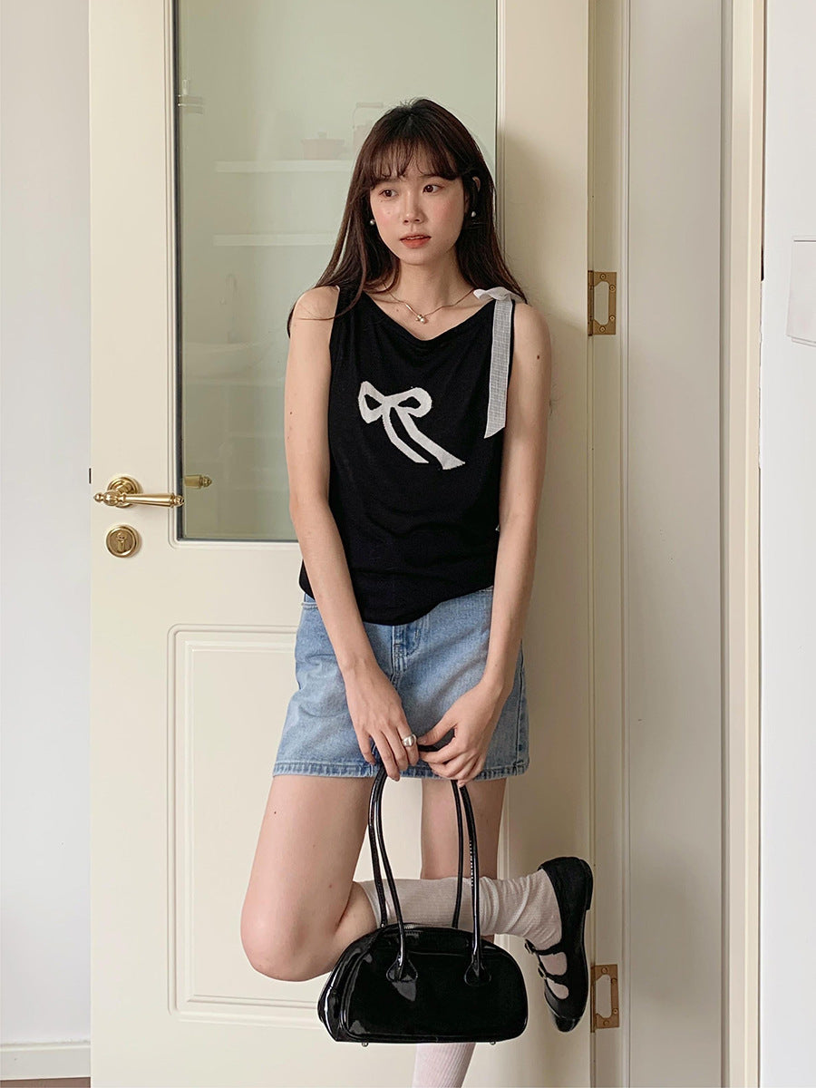 Korean-Style Knitted Tank Top Sleeveless Top - Masion Chérie