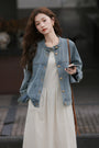 Vintage-Inspired Denim Button-Front Jacket