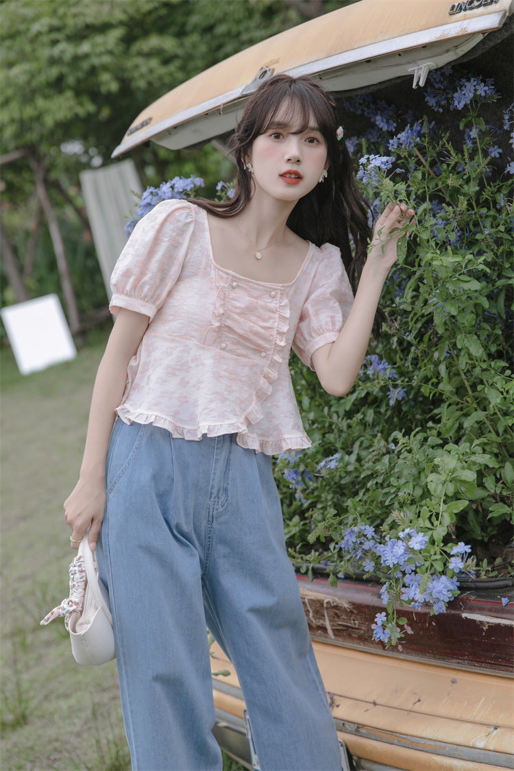 Vintage High-Waisted Loose Denim Pants - Masion Chérie