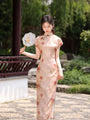 Elegant Floral Print Mandarin Collar Cheongsam Dress - Masion Chérie