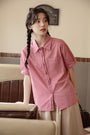 Vintage Pink Short Sleeve Button-Down Shirt - Masion Chérie