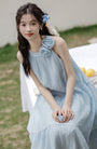 Graceful Rosette Bowknot Sleeveless Midi Dress - Masion Chérie