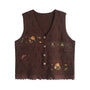 Embroidered Knit Lace Spliced V-Neck Vest Top