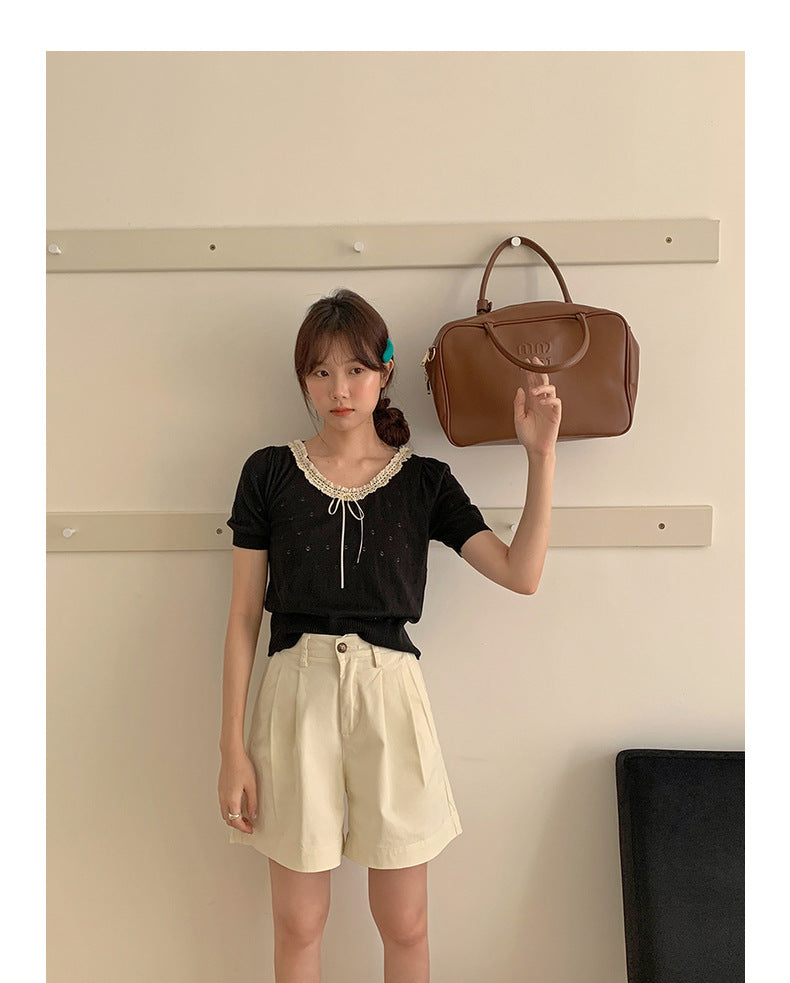 Korean-style A-line Shorts High-Waisted Casual Suit Pants - Masion Chérie