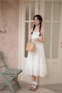 White Button-Down Midi Sundress - Masion Chérie