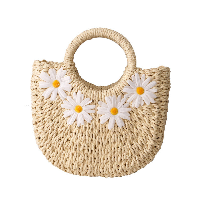 Little Daisy Moon-Shaped Woven Tote Bag - Masion Chérie