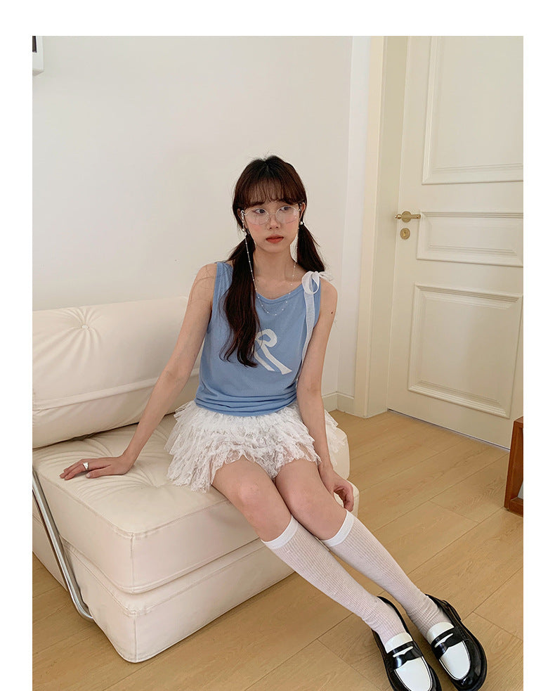 Korean-Style Knitted Tank Top Sleeveless Top - Masion Chérie