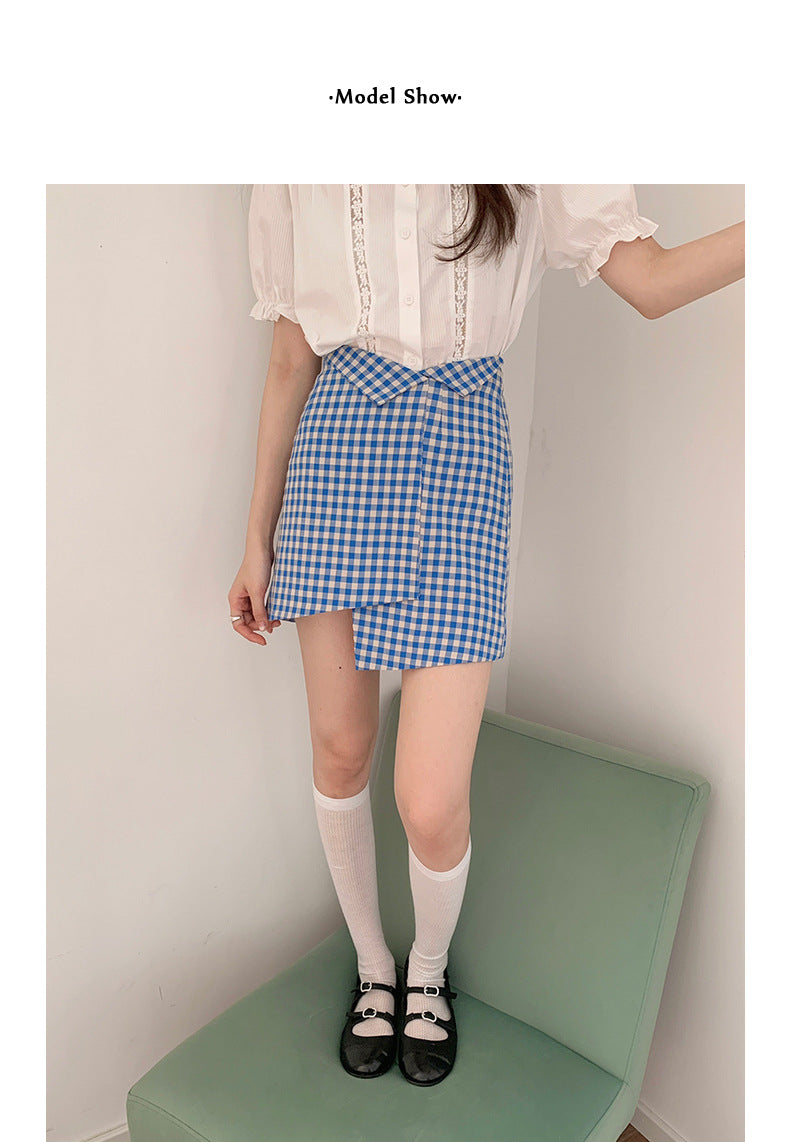 Designer Plaid High-Waisted Pencil Mini Skirt - Masion Chérie