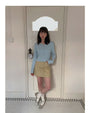 Macaron-Coloured V-neck Long Sleeve Knit Sweater - Masion Chérie