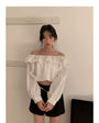 French Vintage Ruffle Off-The-Shoulder Blouse - Masion Chérie