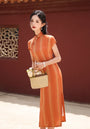 Amber Sunset Tencel Cheongsam Dress