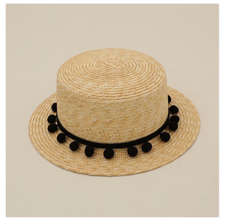 Flat Top Small-brimmed Straw Hat - Masion Chérie