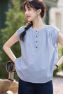 Chic Button-Down Sleeveless Blouse - Masion Chérie